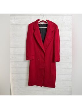 Ashley Scott Vintage Red Wool Double Breasted Maxi Coat. Size L